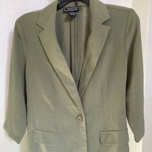 NYCC Womens Blazer Coat Blouse Single Breasted Long Sleeve Olive Green Size S